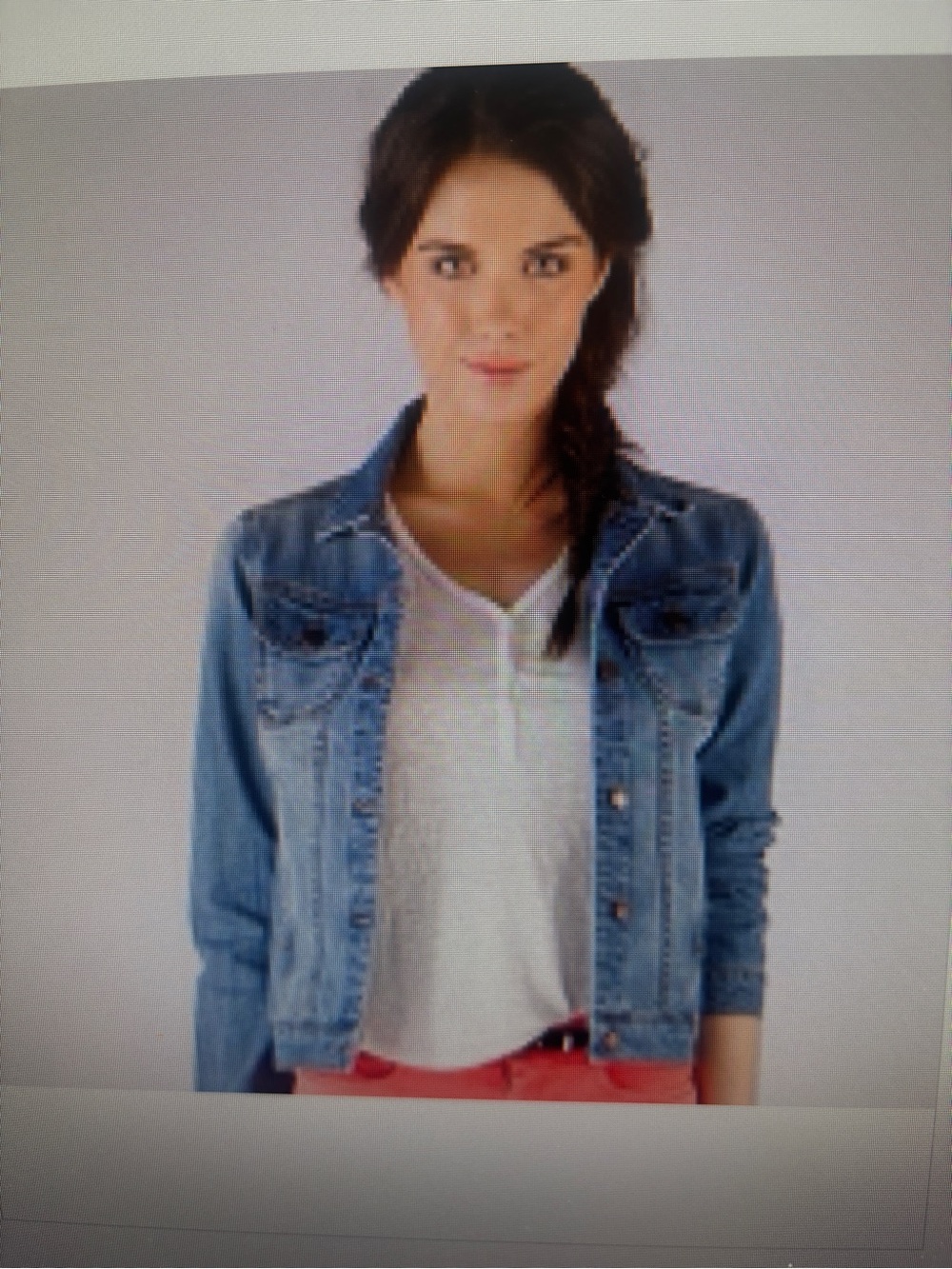 Vintage Comptoir Des Cotonniers Washed Out Denim Blue Jean Jacket Size 6 EU 38
